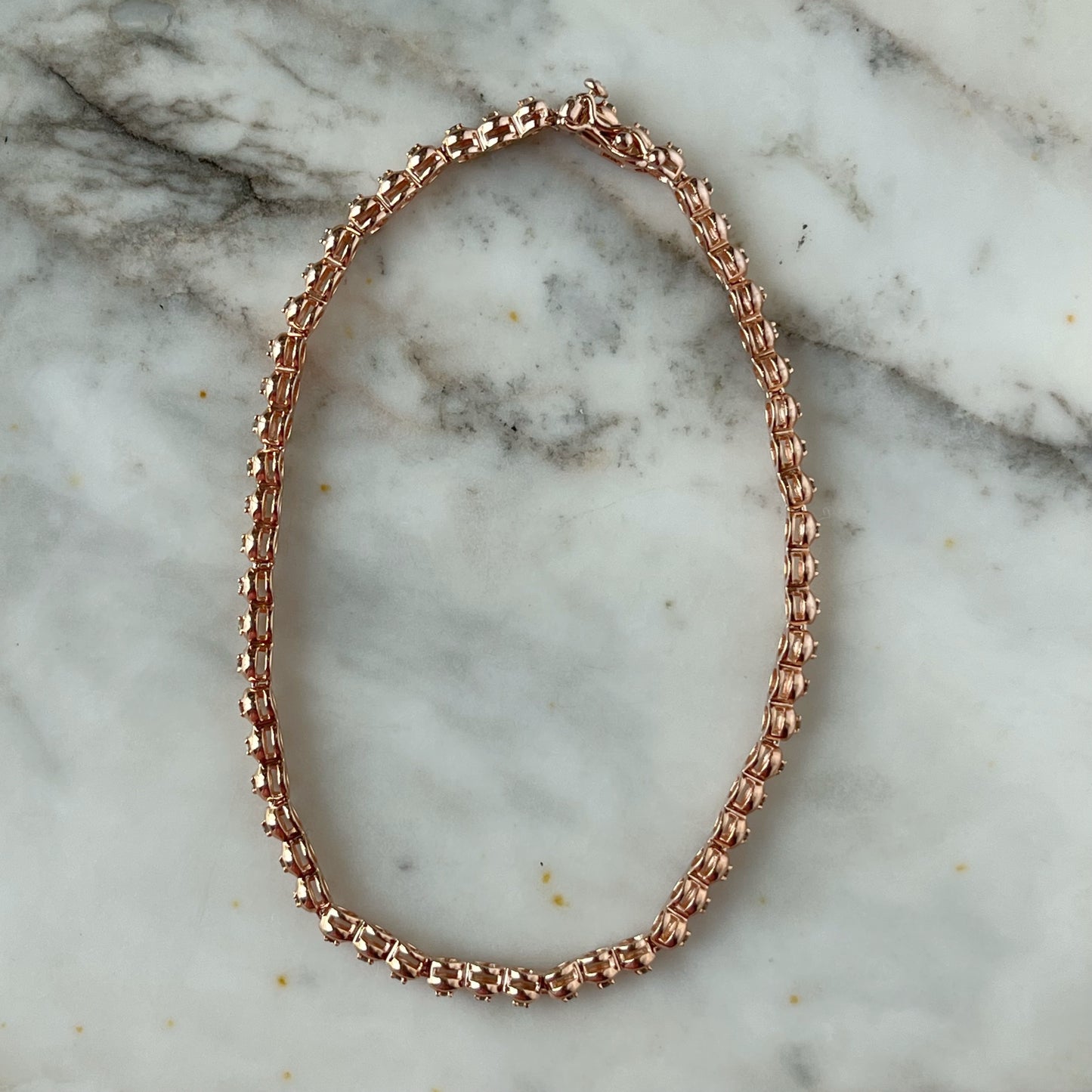 Pulsera de plata con baño de oro rosa y diamantes champagne 0.40ctw