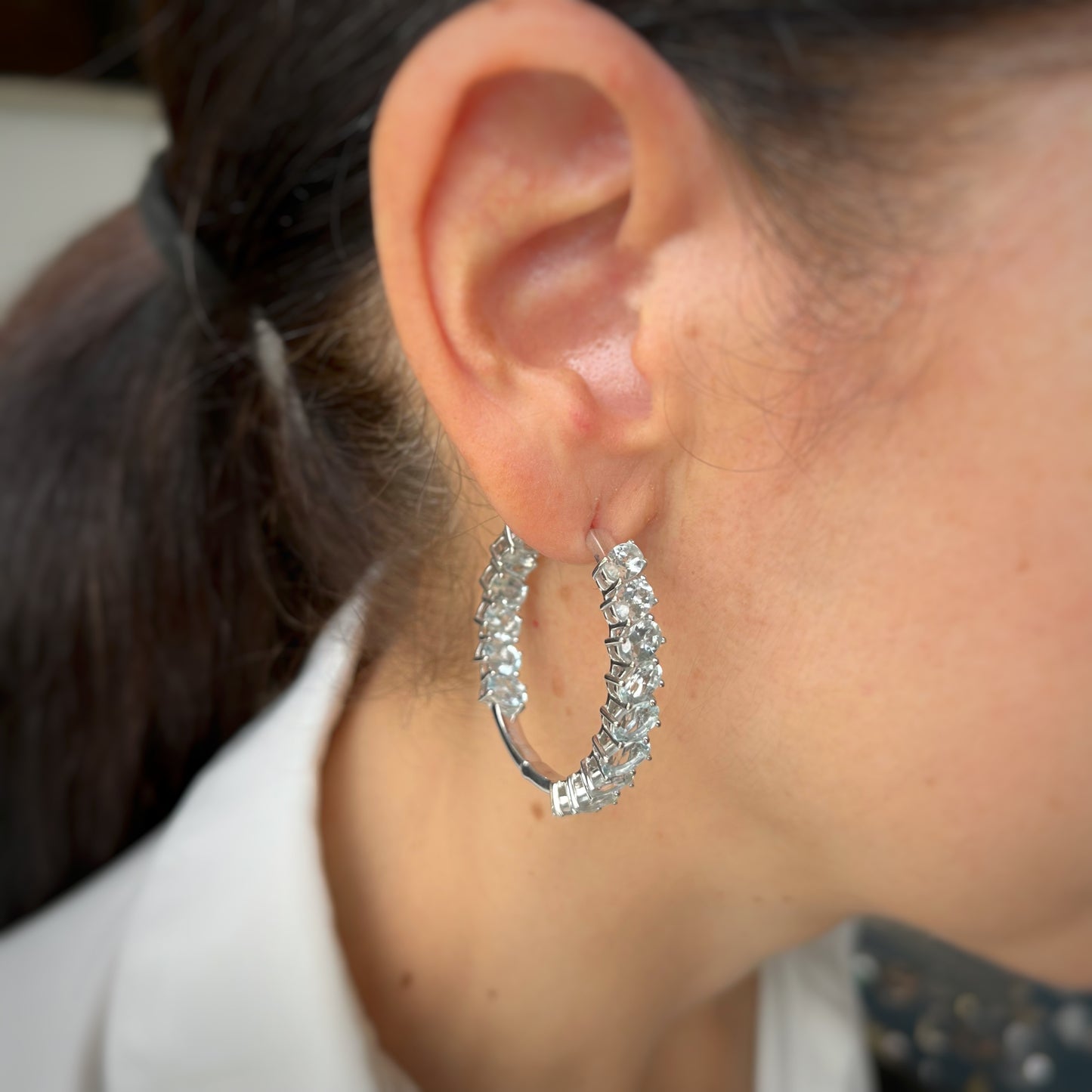 Argollas de plata con aquamarinas