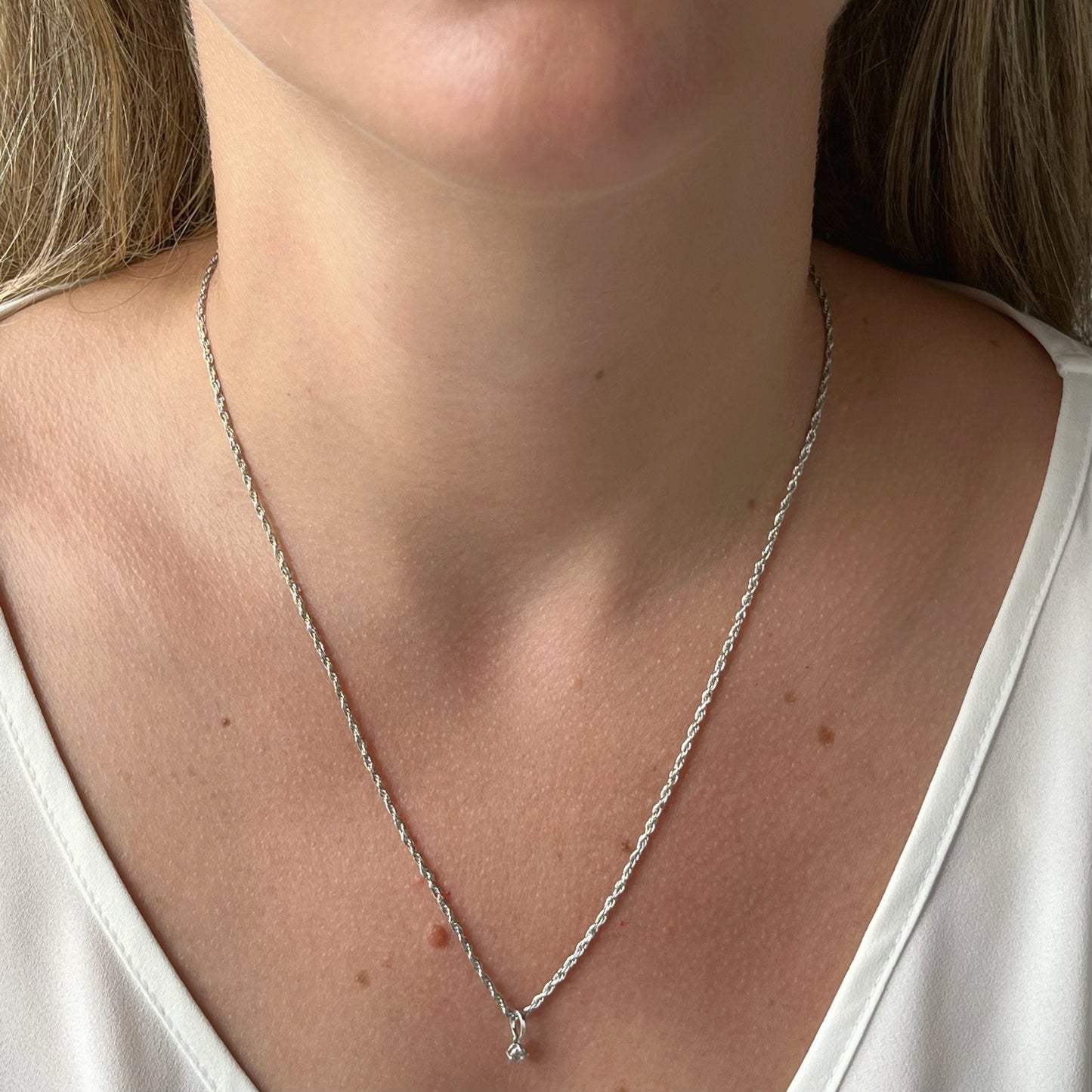 Collar plata con dije solitario de diamante 0.10ct