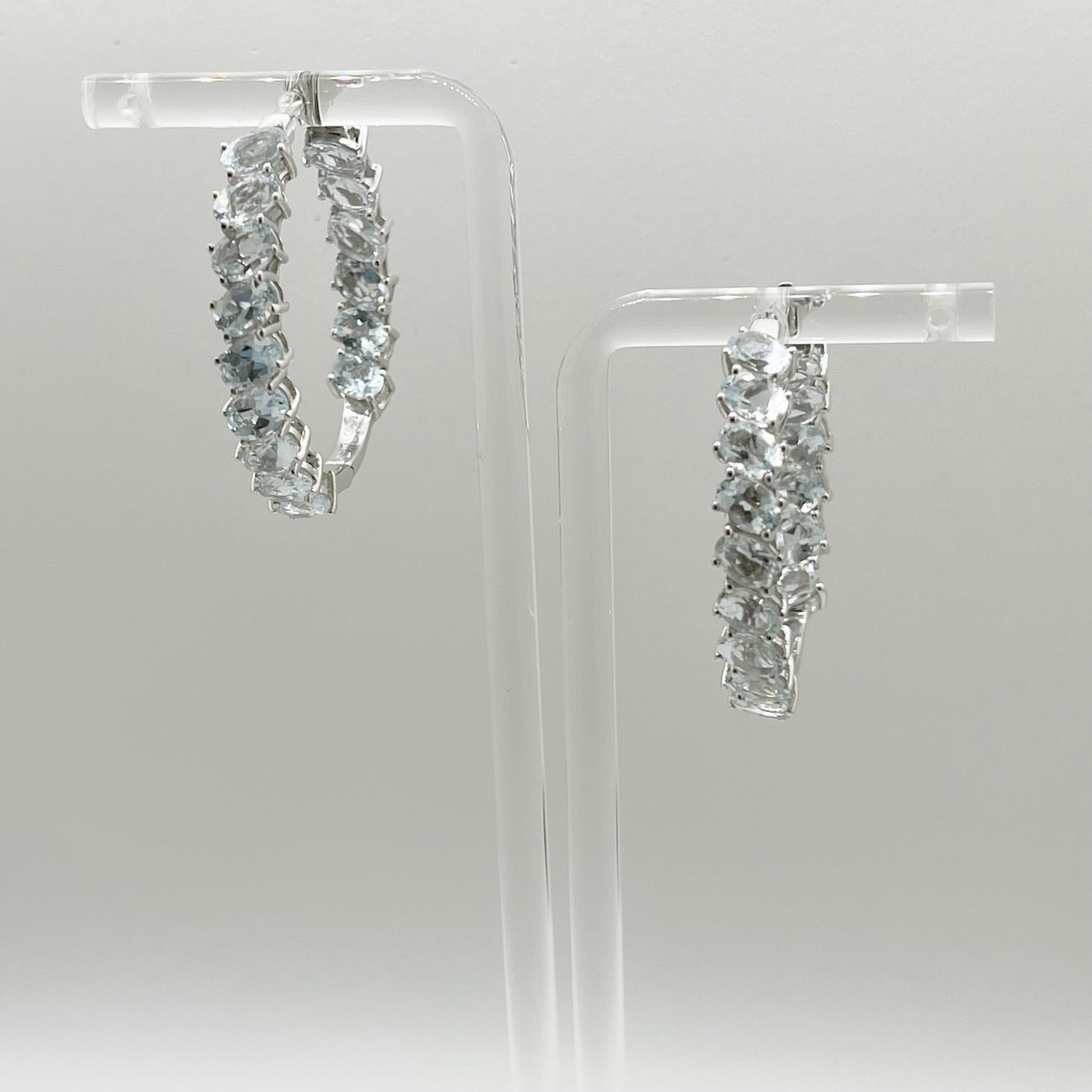 Argollas de plata con aquamarinas