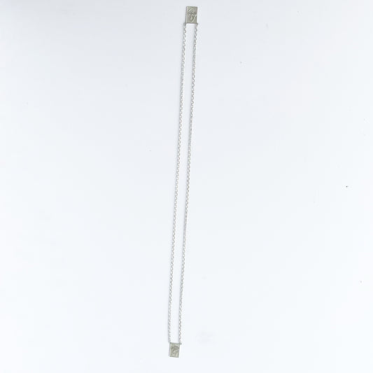 Escapulario de dos medallas en plata con cadena larga tipo rolo