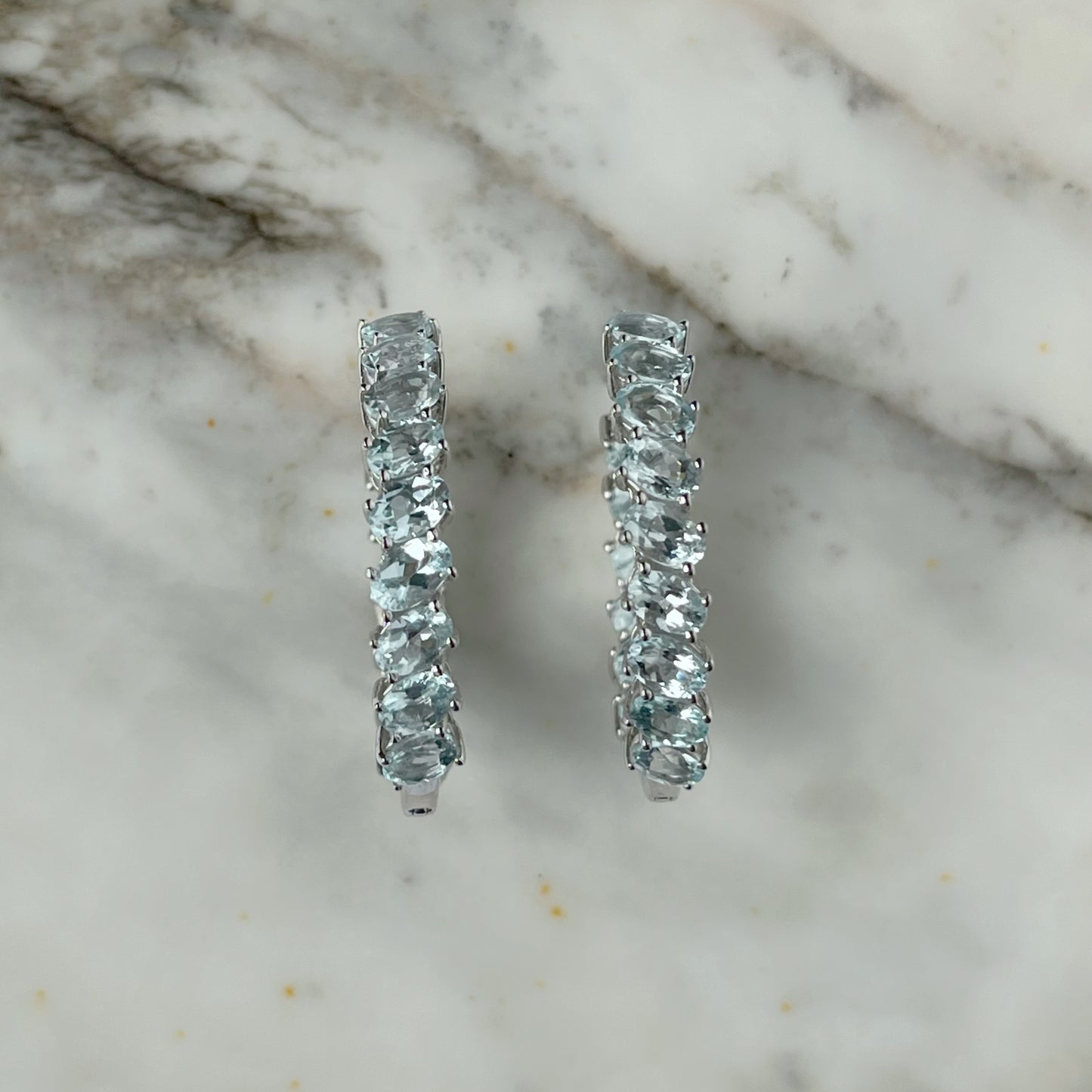 Argollas de plata con aquamarinas