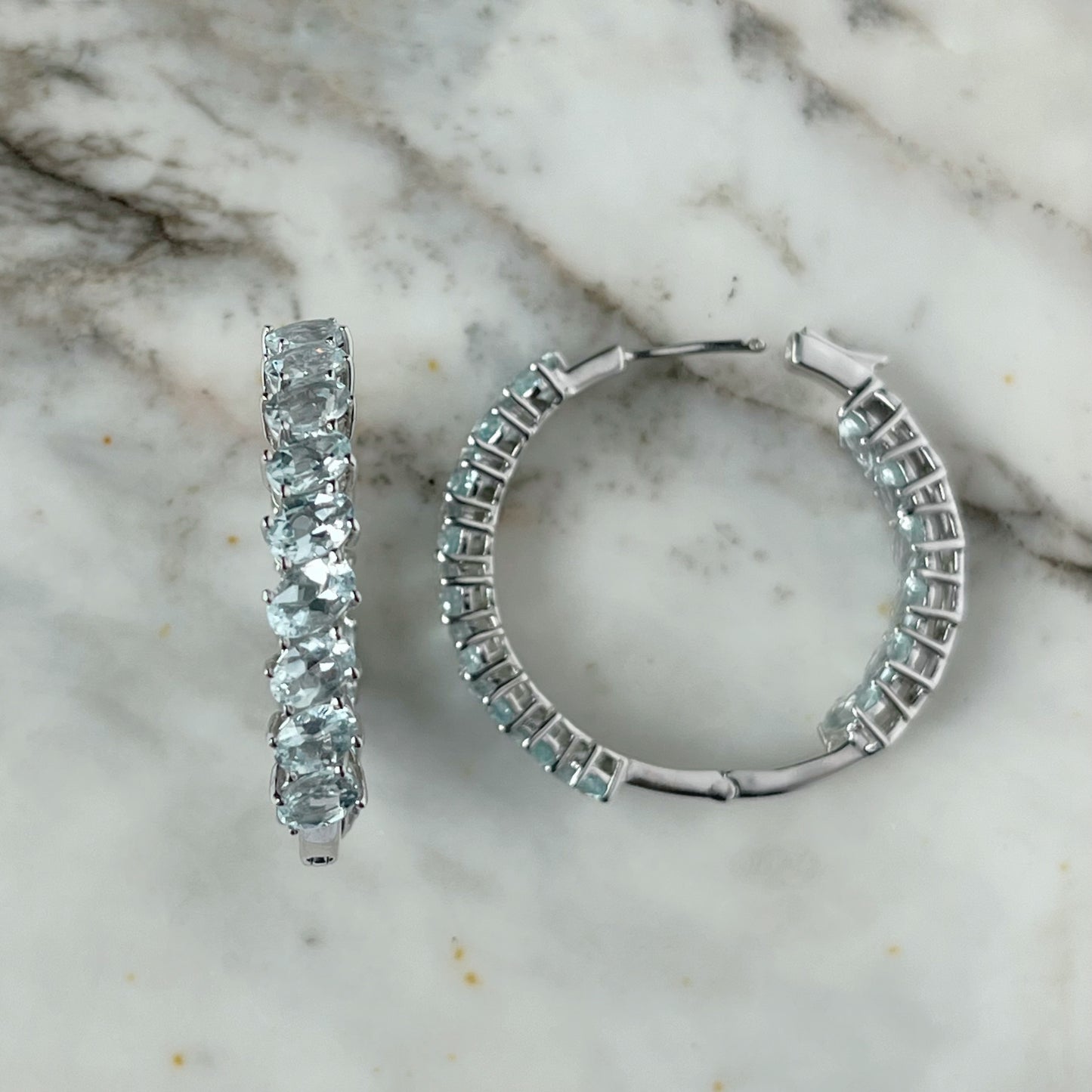 Argollas de plata con aquamarinas