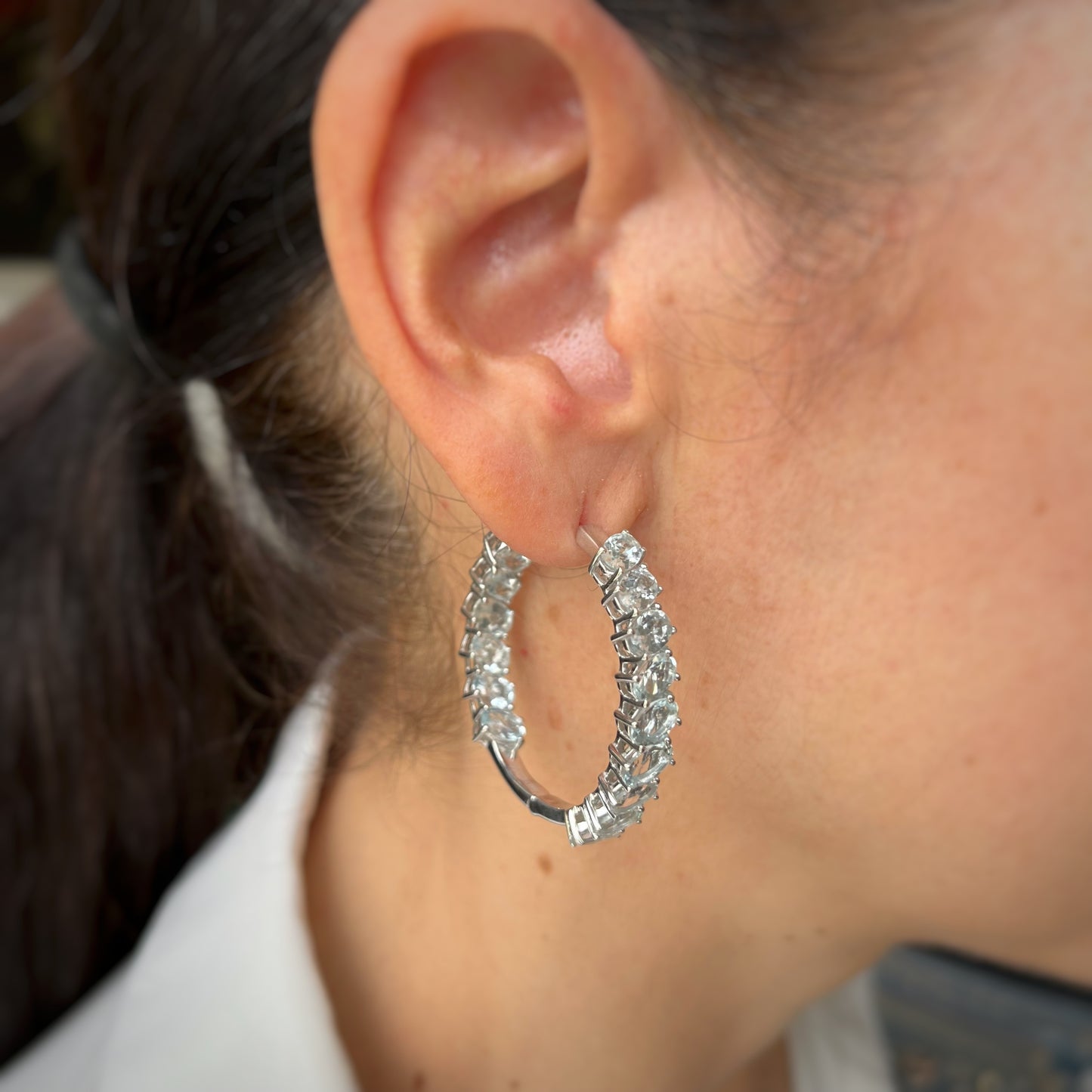 Argollas de plata con aquamarinas