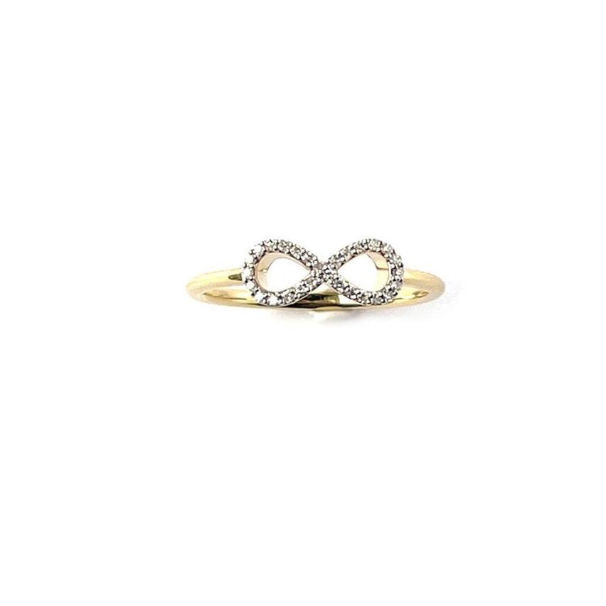 Anillo en oro amarillo 10k con infinito de diamantes 0.12ctw