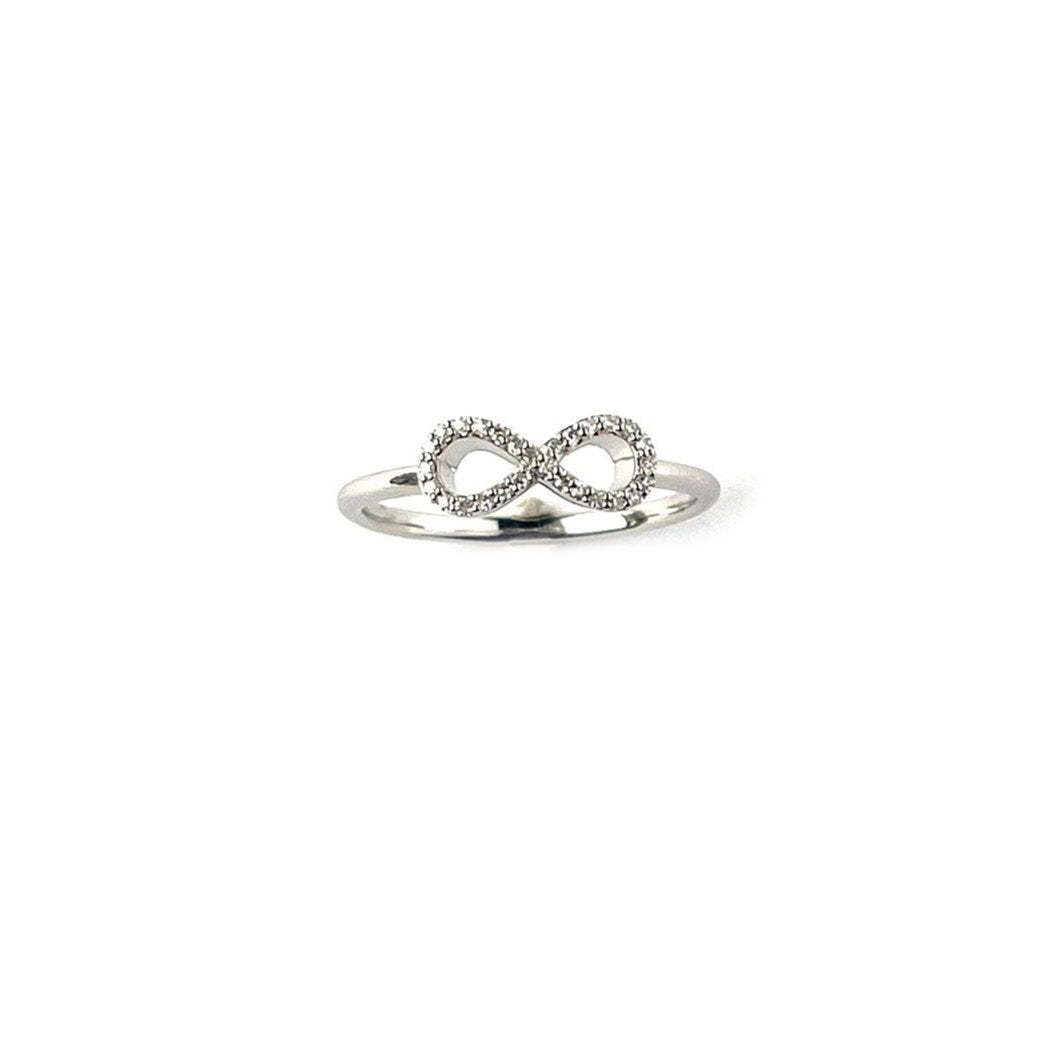 Anillo en oro blanco 10k con infinito de diamantes 0.12ctw