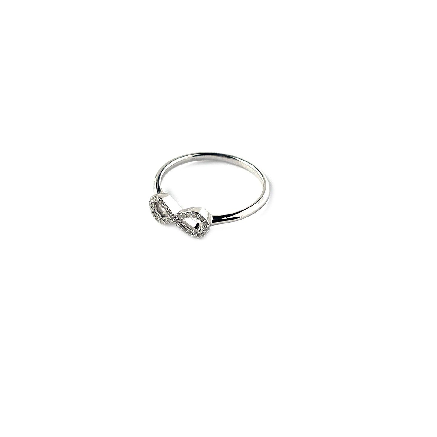 Anillo en oro blanco 10k con infinito de diamantes 0.12ctw