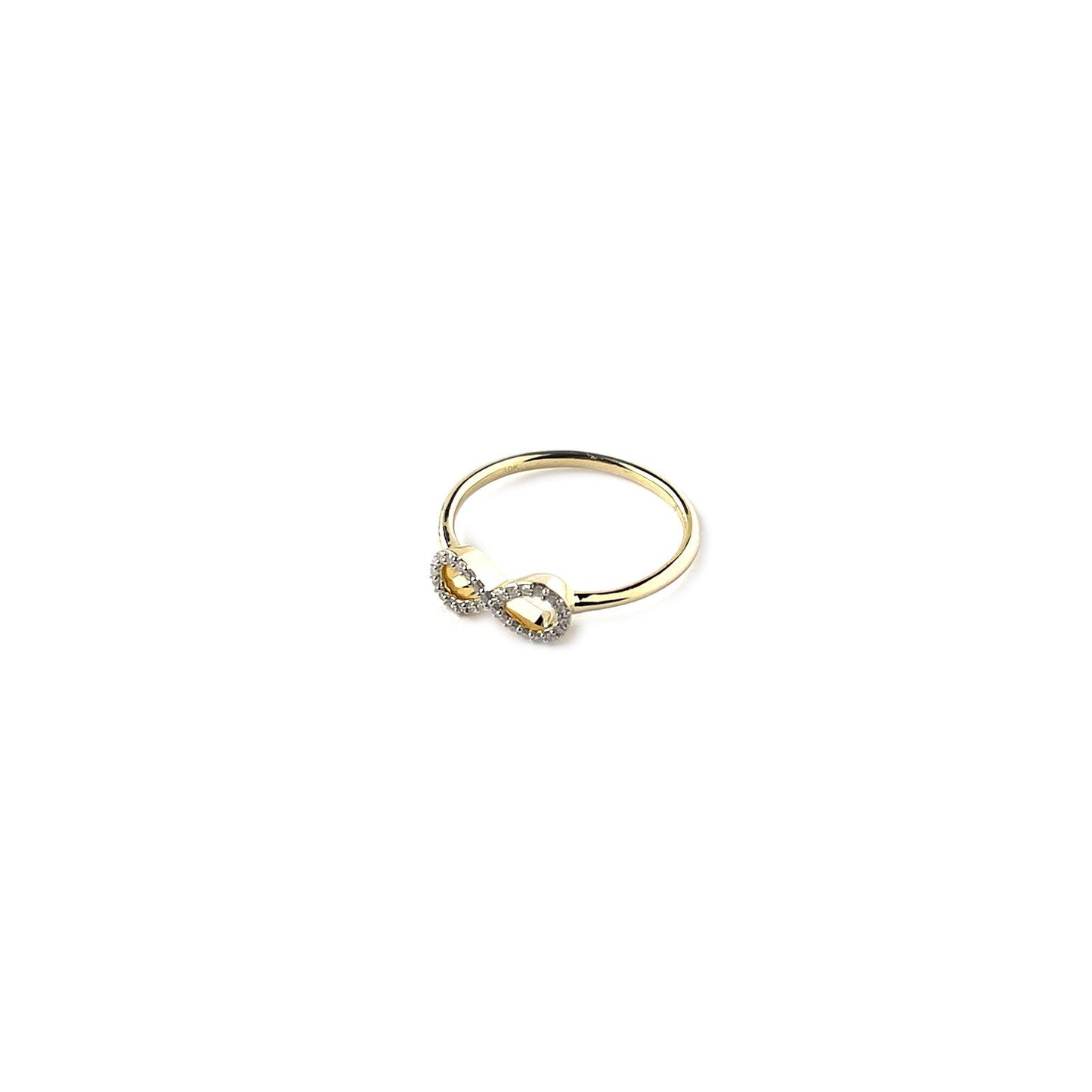 Anillo en oro amarillo 10k con infinito de diamantes 0.12ctw