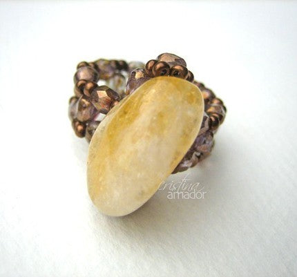 Big Stone Bead-woven band Jewelry Tutorial