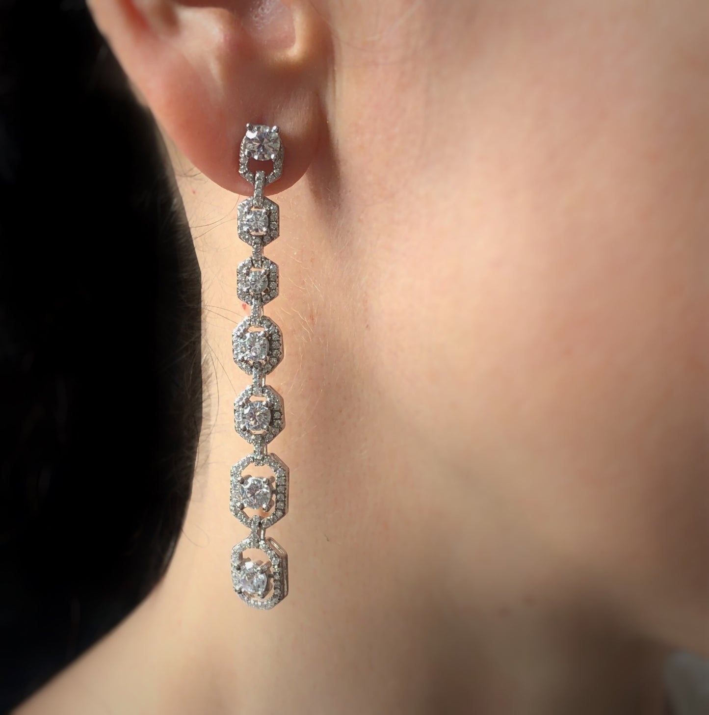 Aretes extra largos plata con baño de platino