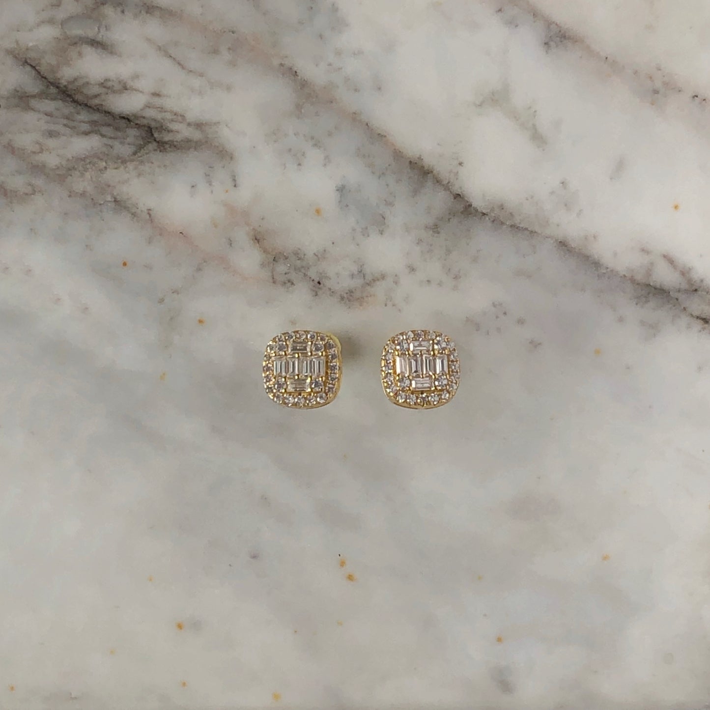 Aretes Anna baguettes de plata en baño de oro amarillo