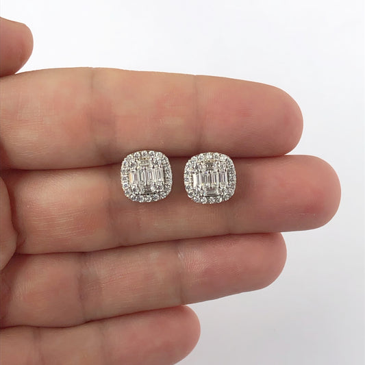Aretes Anna baguettes de plata en baño de platino