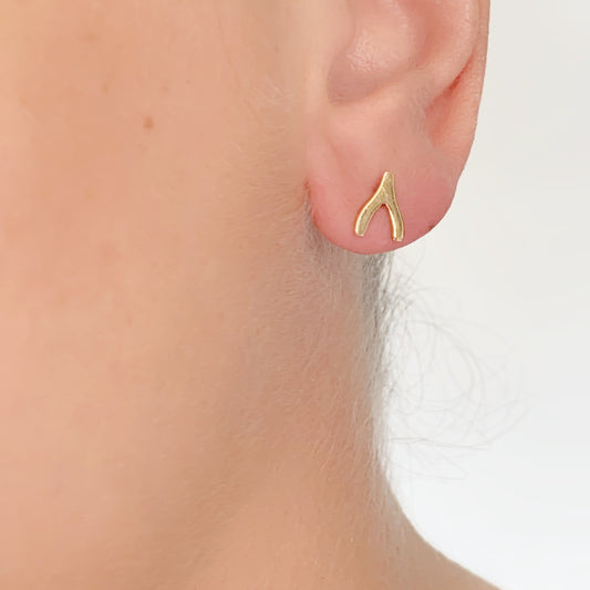 Arete Single en Oro Amarillo 18k de Hueso de la Suerte