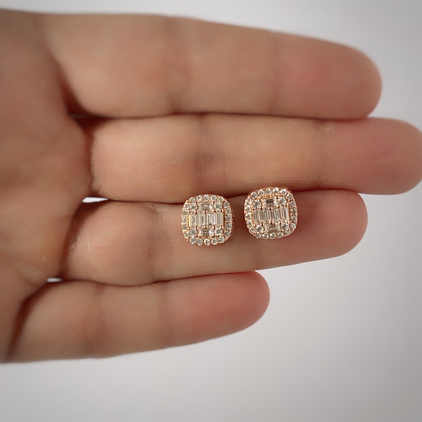 Aretes anna baguettes plata con baño de oro rosa