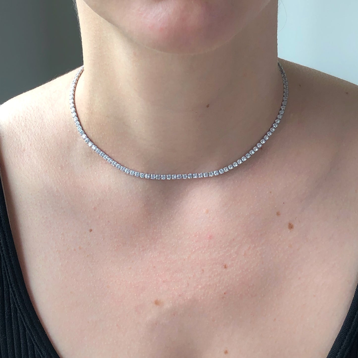 Choker tennis anna en plata con baño platino
