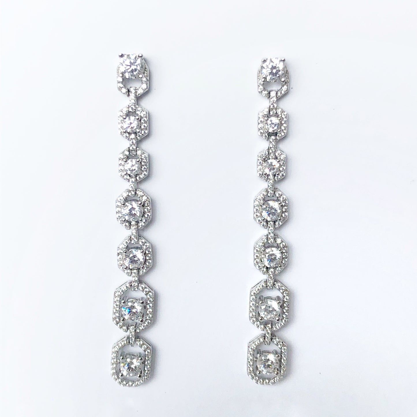 Aretes extra largos plata con baño de platino