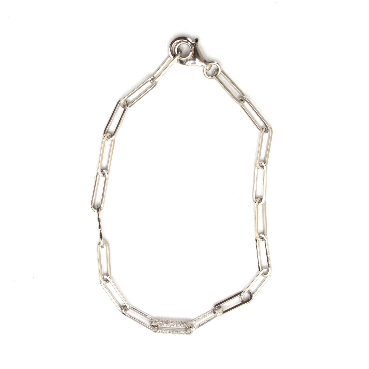Pulsera de plata paper clip con diamantes 0.15ctw