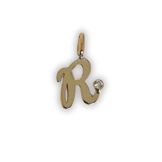 Dije letra personalizada de oro 14k con diamante