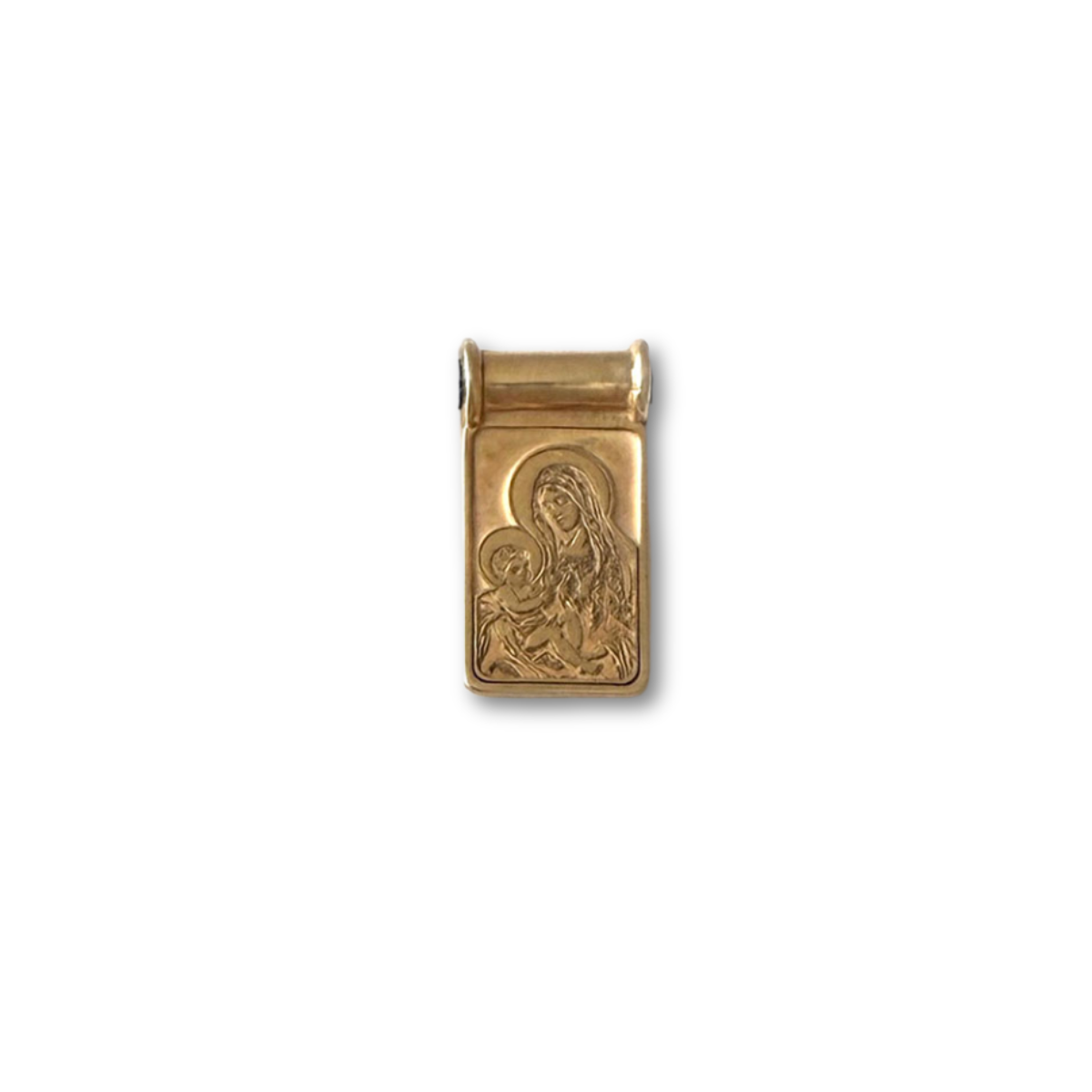 Escapulario rectangular con pasacadena tubo en plata con baño de oro amarillo