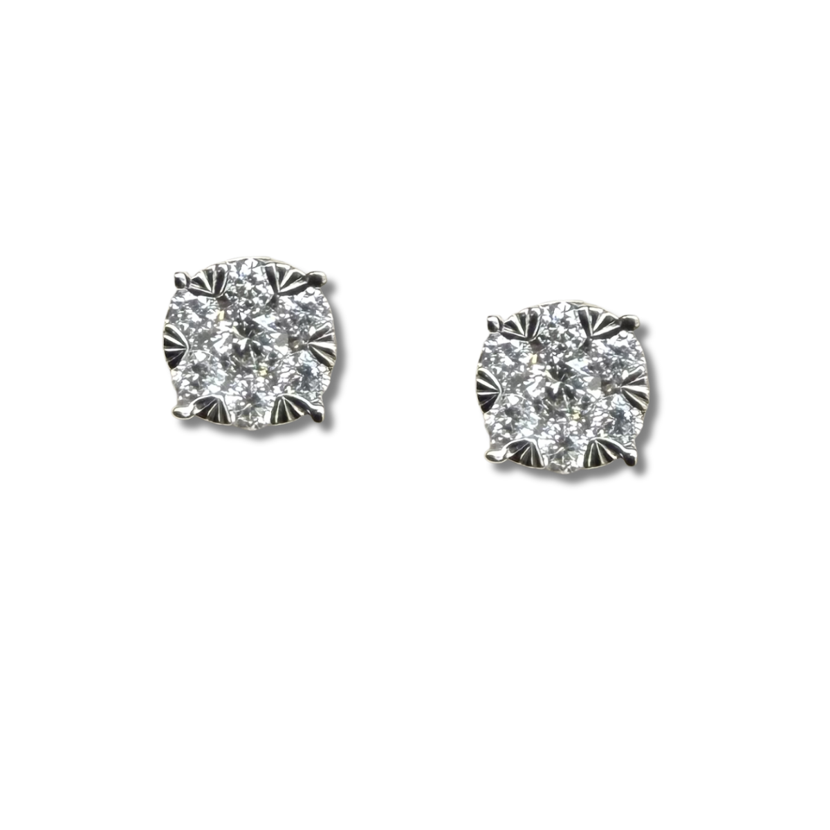 Aretes cluster de diamantes 0.20ctw en oro blanco 10k