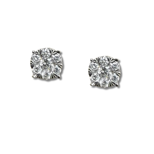 Aretes cluster de diamantes 0.20ctw en oro blanco 10k