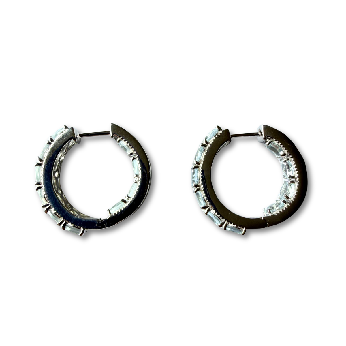 Argollas de plata con aquamarinas redondas