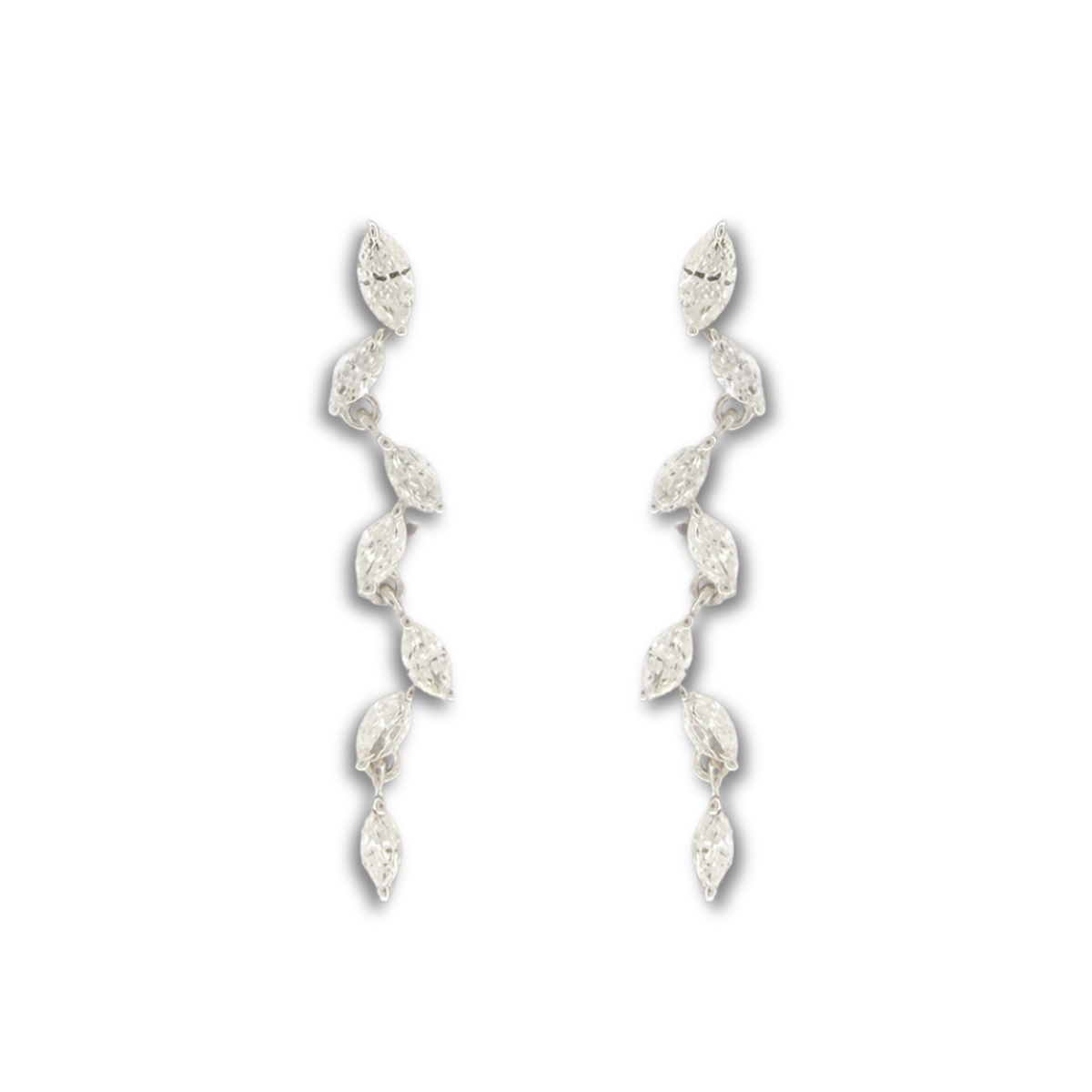 Aretes de plata largos con marquesas de diamantes de laboratorio 1ctw