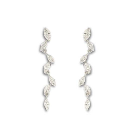Aretes de plata largos con marquesas de diamantes de laboratorio 1ctw
