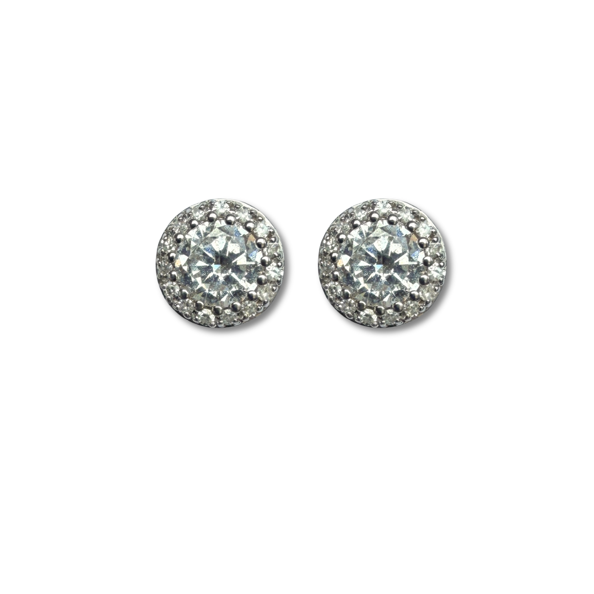 Aretes en oro amarillo 14K studs halo de diamantes de laboratorio 1ctw