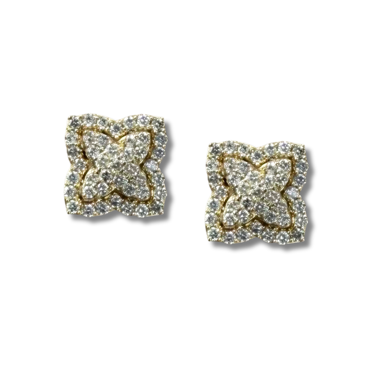 Aretes en oro amarillo 14K de flor de diamantes 0.56 ctw