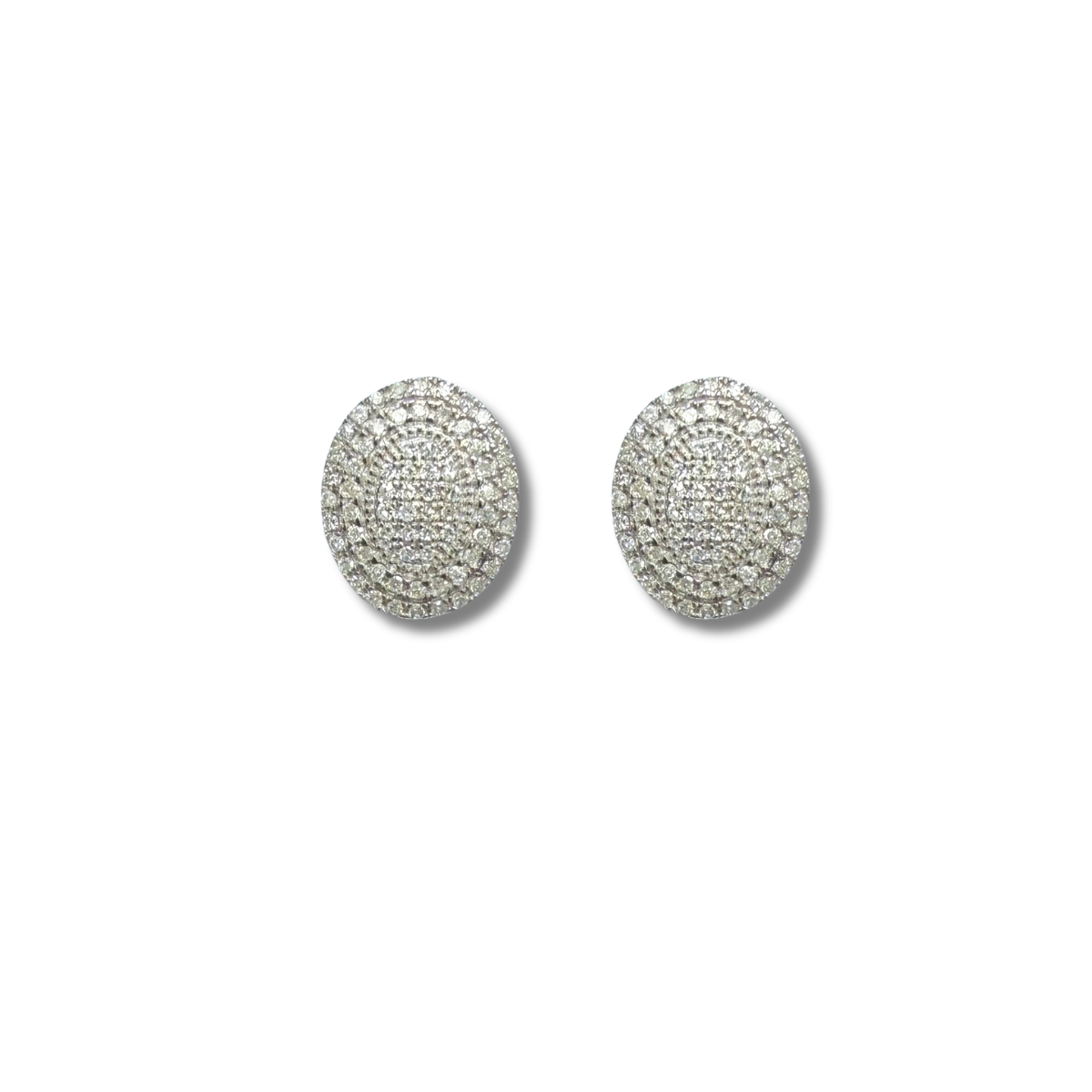 Aretes en plata ovalados con diamantes 0.25ctw