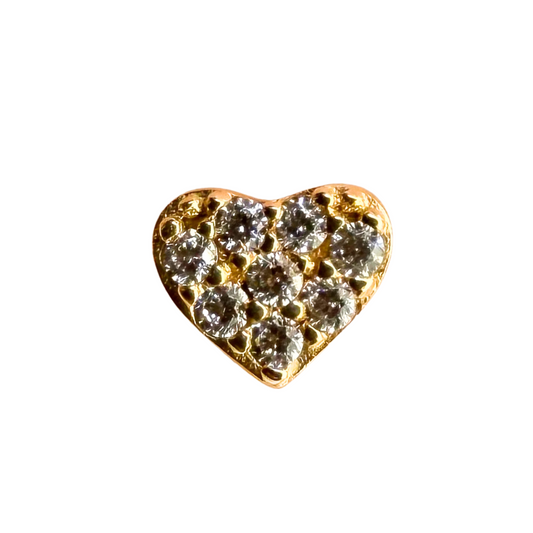 Piercing en oro amarillo 14K de corazón mini de circonitas