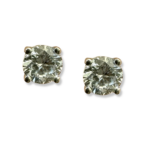 Arete single stud mini de diamante de laboratorio 0.12ct en oro blanco 14k