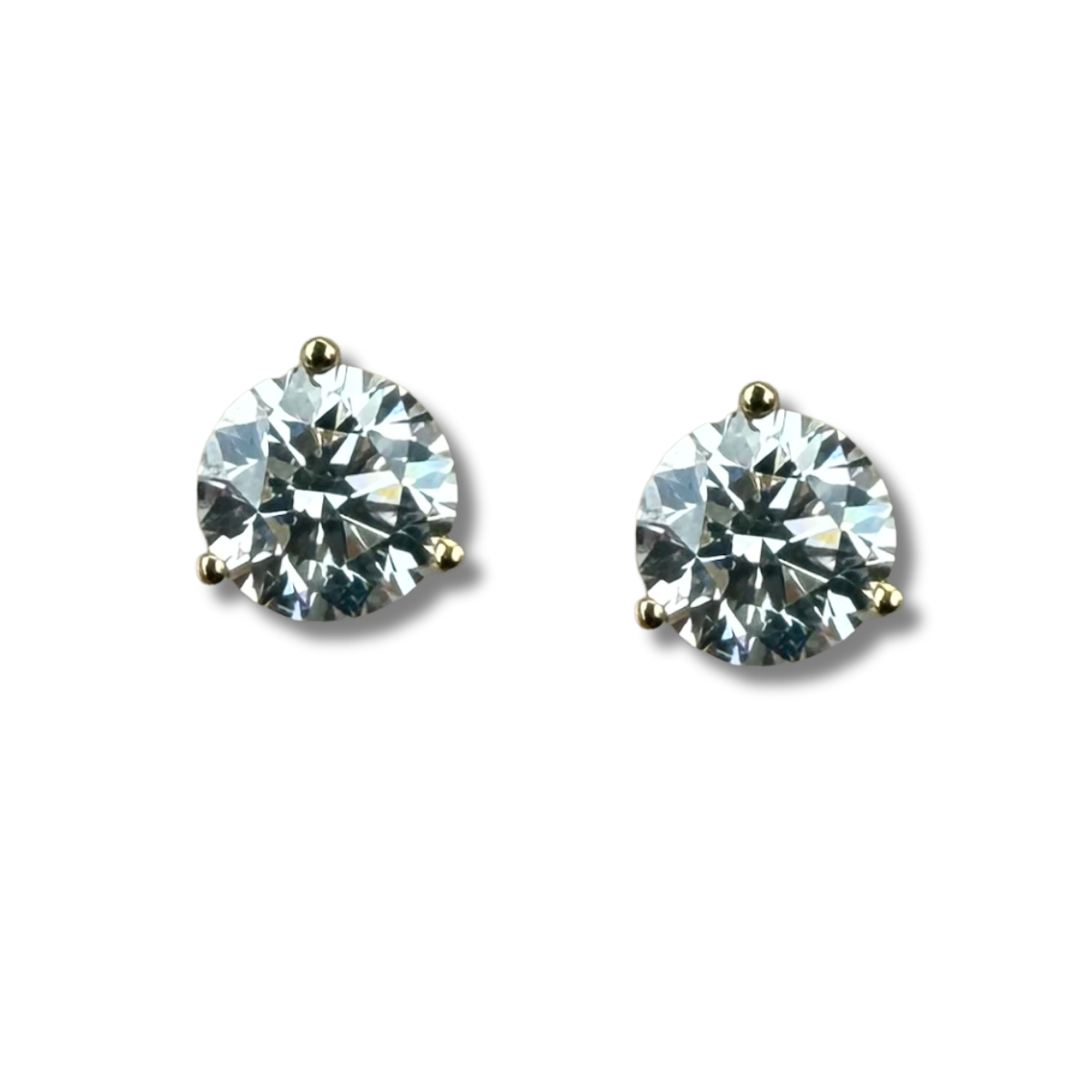 Aretes Stud de diamantes de laboratorio 2ctw en oro amarillo 18K