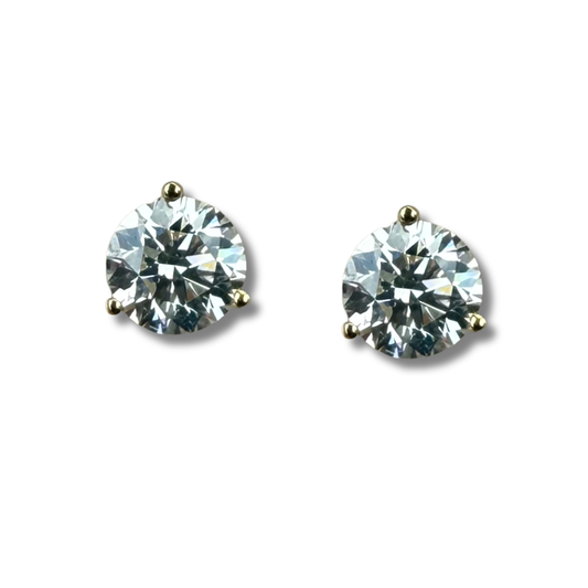 Aretes Stud de diamantes de laboratorio 2ctw en oro amarillo 18K
