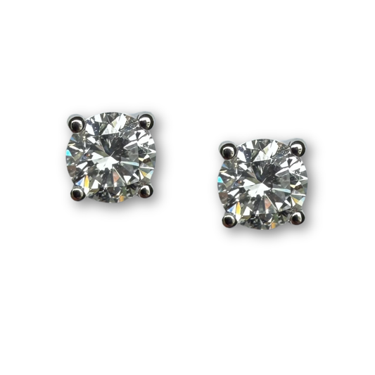 Aretes stud de diamantes de laboratorio 0.75ctw en oro blanco 14K