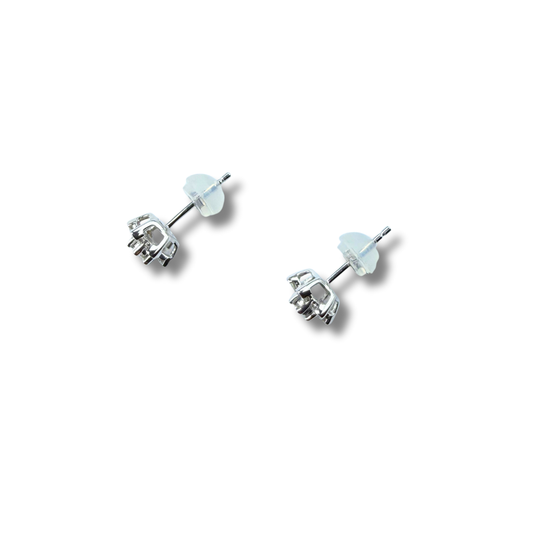 Aretes en oro blanco 10K de flor de seis pétalos de diamantes 0.25ctw