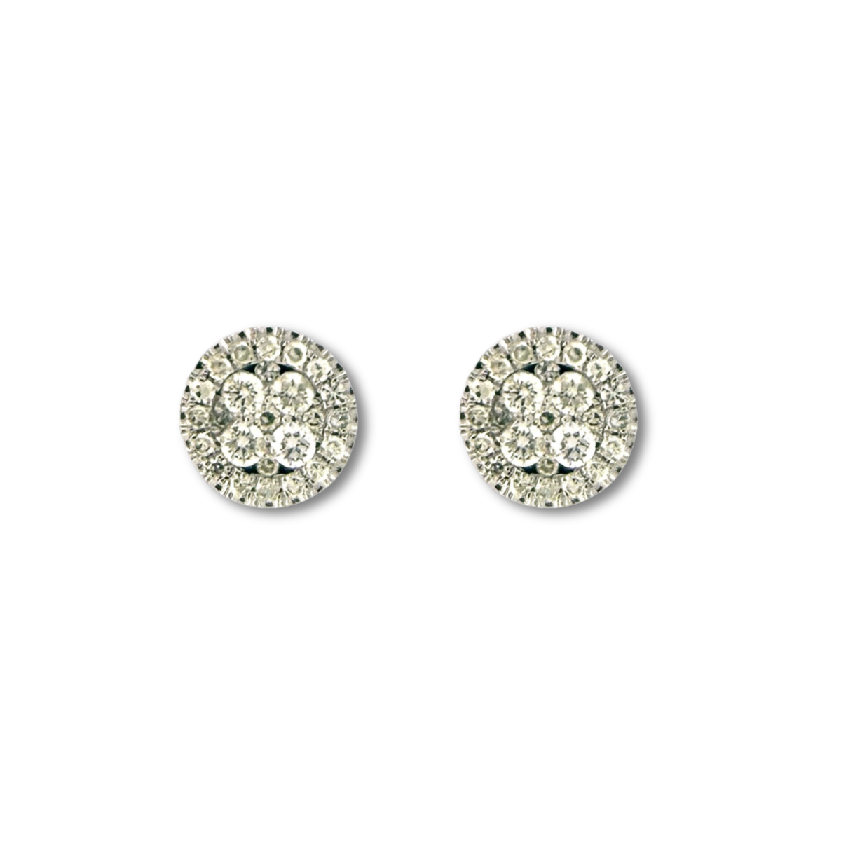 Aretes en oro blanco 14K redondos de diamantes 0.35ctw con tope rosca