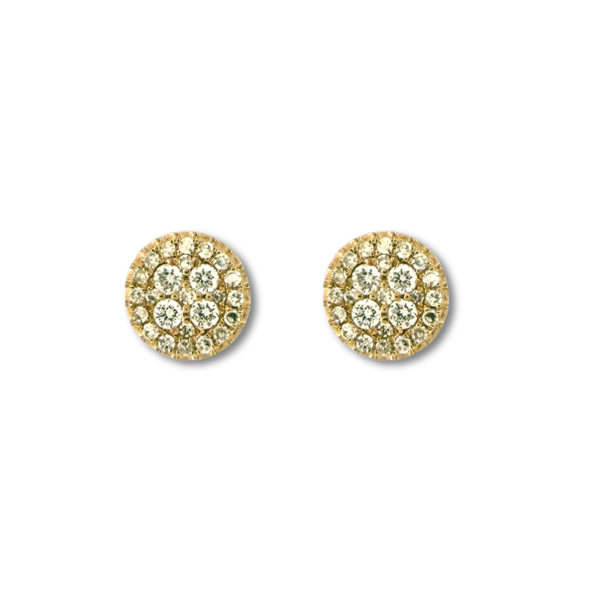 Aretes en oro amarillo 14K redondos de diamantes 0.35ctw con tope rosca
