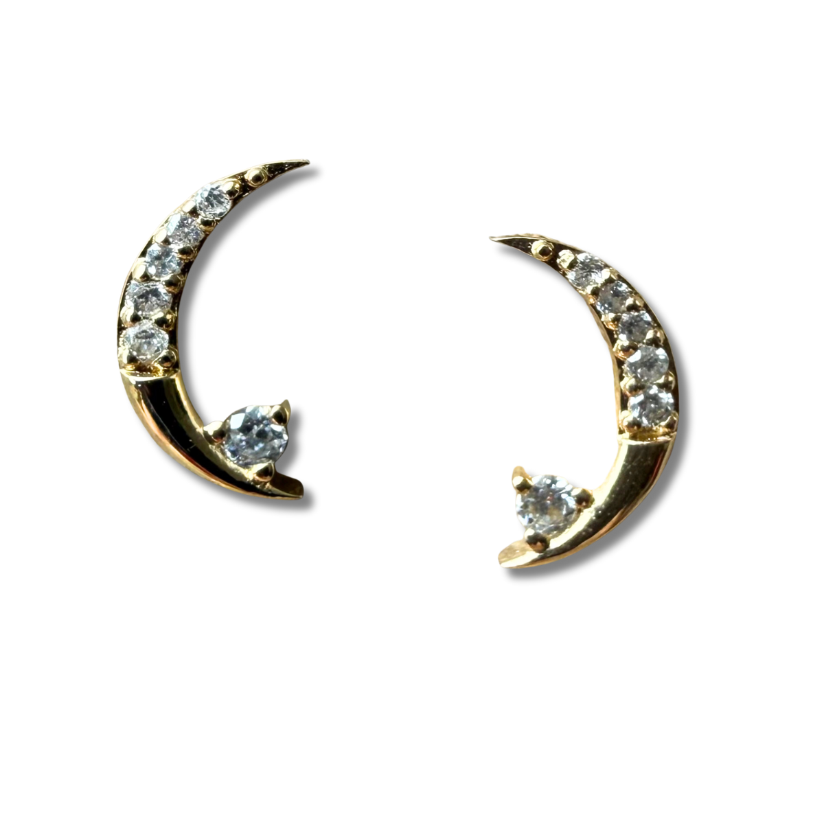 Aretes en oro amarillo 18K de lunita con diamantes 0.05ctw
