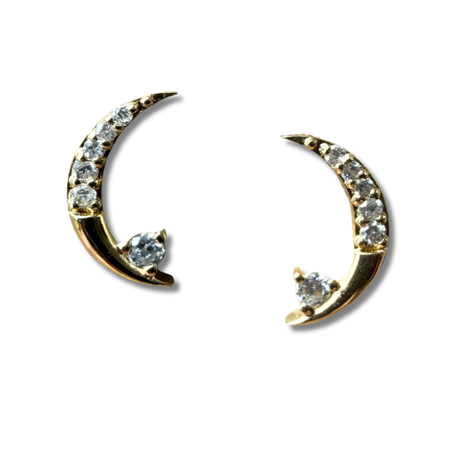 Aretes en oro amarillo 18K de lunita con diamantes 0.05ctw