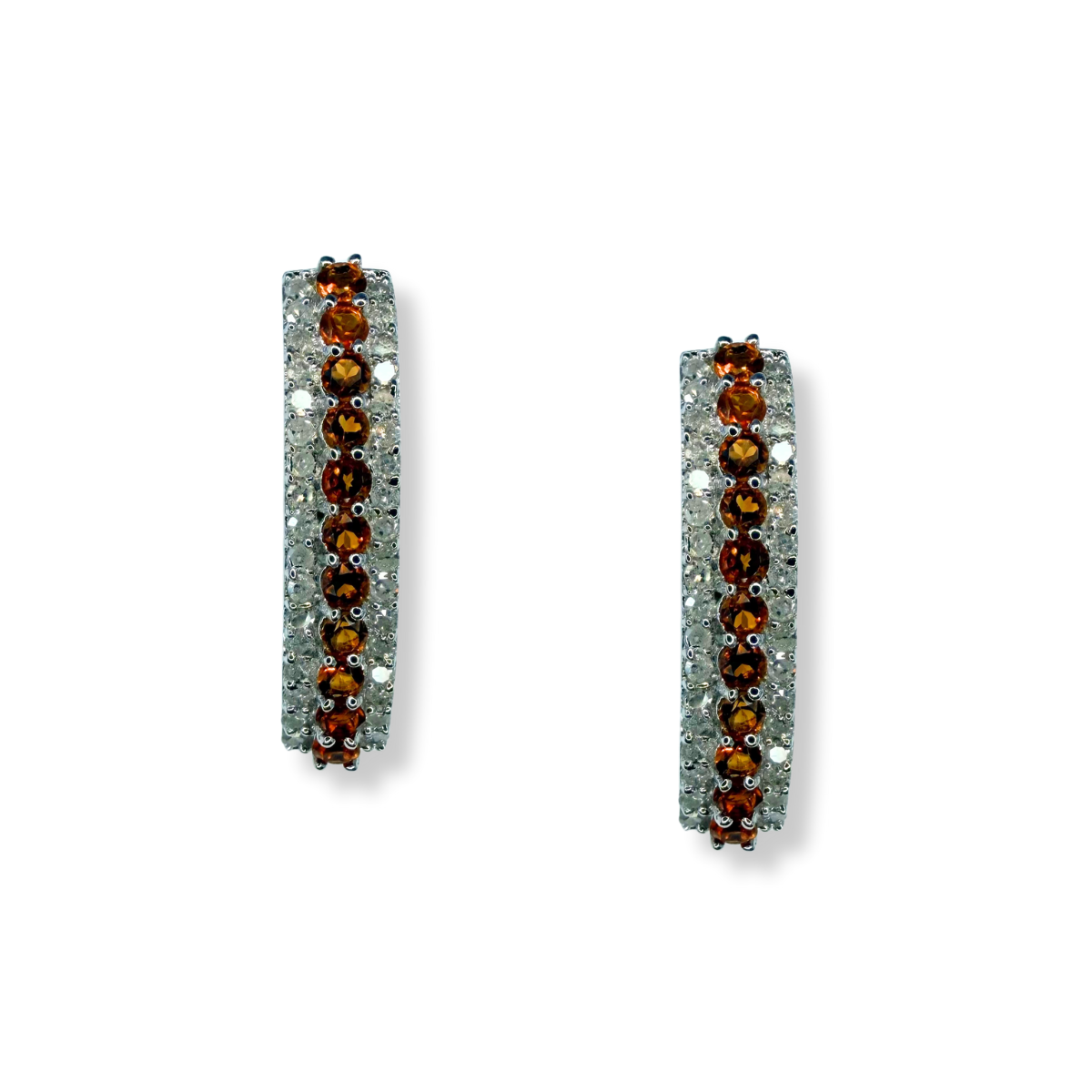 Argollas de plata con citrinos y diamantes 0.33ctw