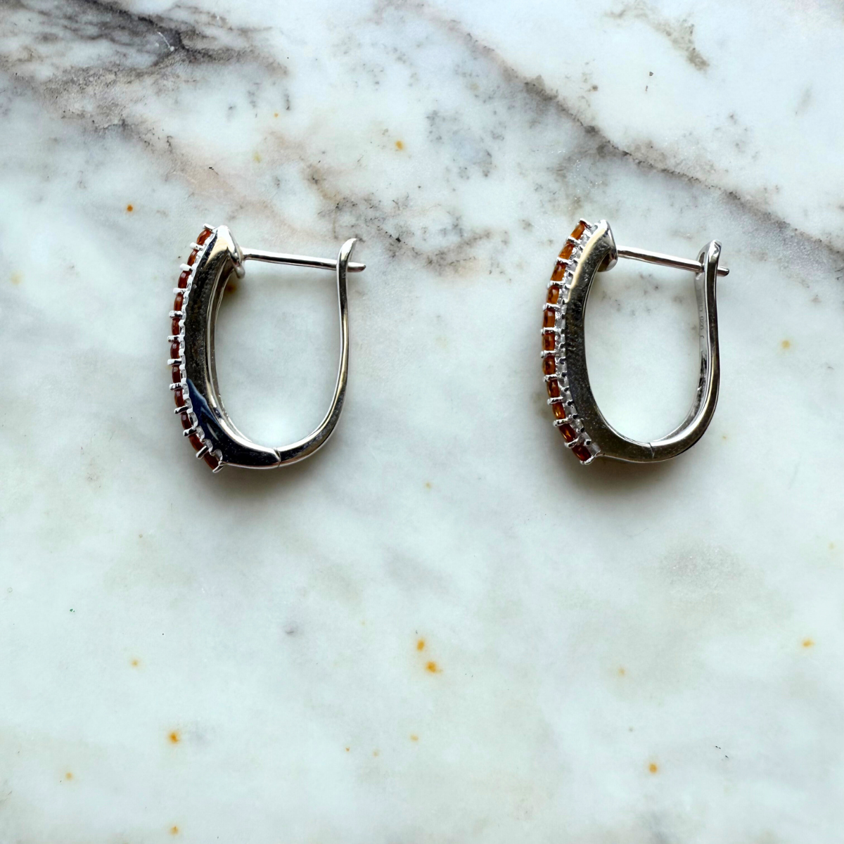 Argollas de plata con citrinos y diamantes 0.33ctw