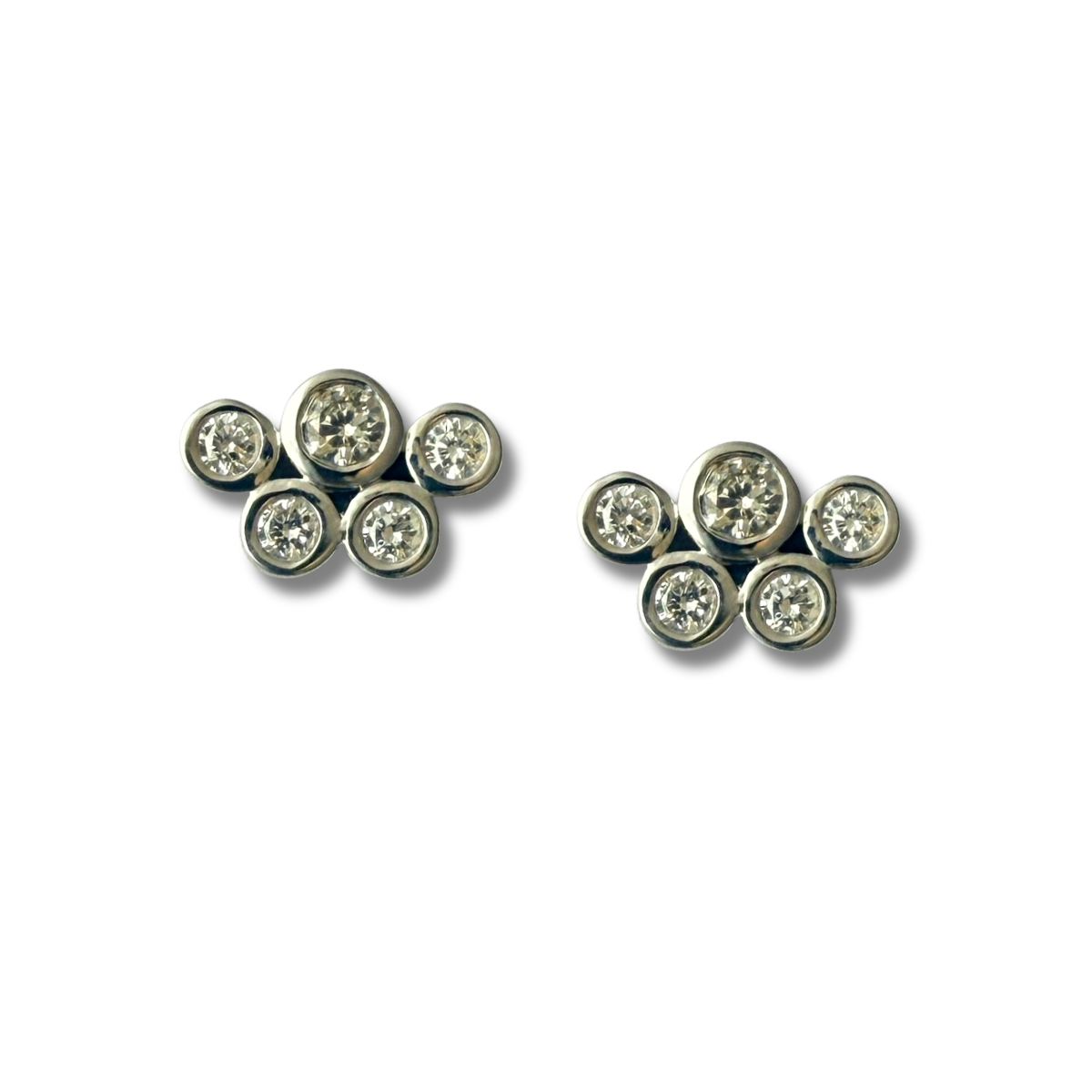 Aretes burbujas en plata con diamantes de laboratorio 0.50ctw