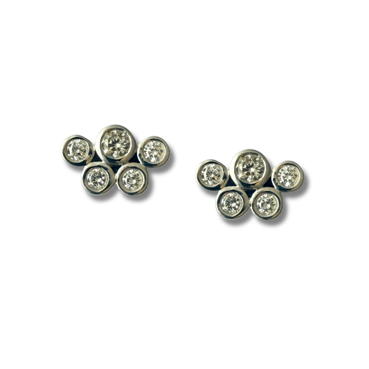 Aretes burbujas en plata con diamantes de laboratorio 0.50ctw