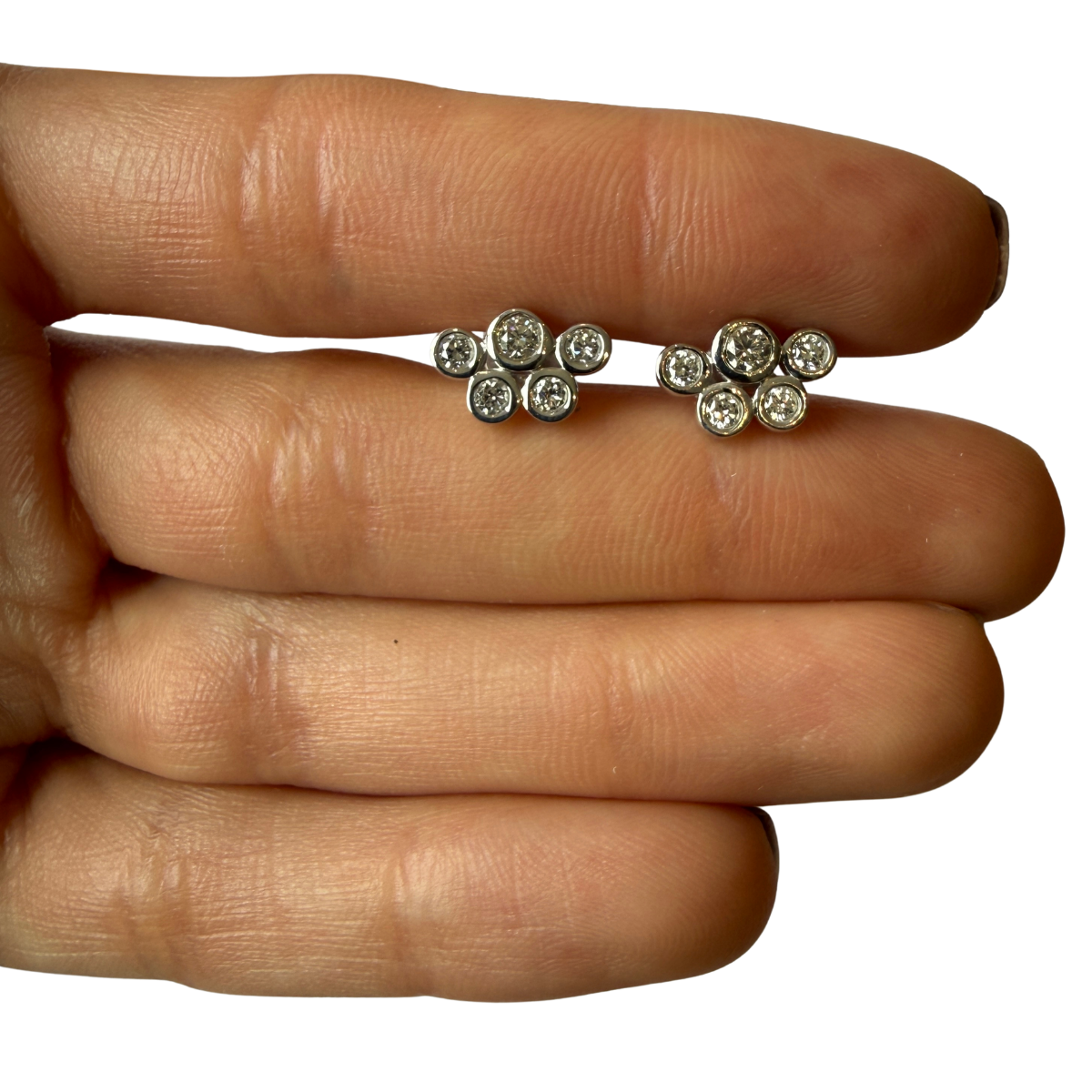 Aretes burbujas en plata con diamantes de laboratorio 0.50ctw