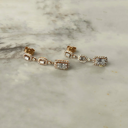 Aretes oro rosa 18K con diamantes 1.03ctw