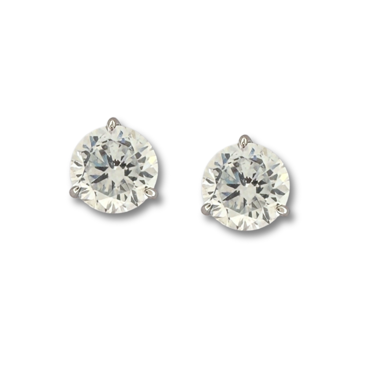 Aretes en oro blanco 18K studs de diamante de laboratorio redondo 1ctw