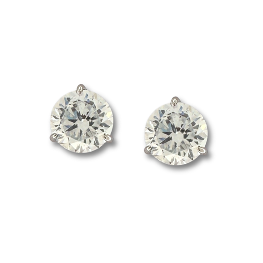 Aretes en oro blanco 18K studs de diamante de laboratorio redondo 1ctw