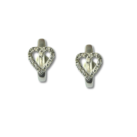 Argollas de plata con corazón de diamantes 0.15ctw